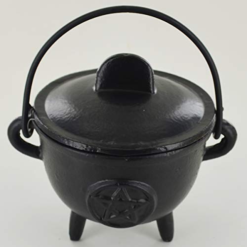 Caldero de hierro fundido con diseño de pentagrama, accesorios para brujería, médium y magia, para pociones de Wicca, regalo de neopaganismo