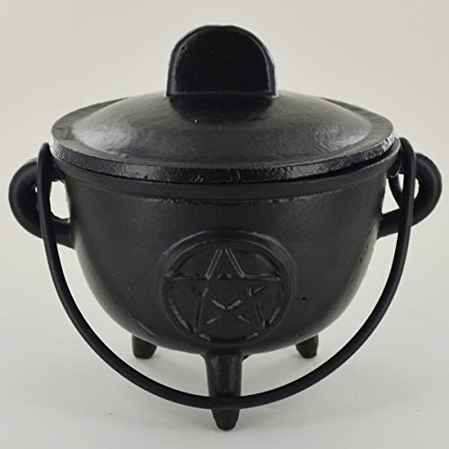Caldero de hierro fundido con diseño de pentagrama, accesorios para brujería, médium y magia, para pociones de Wicca, regalo de neopaganismo