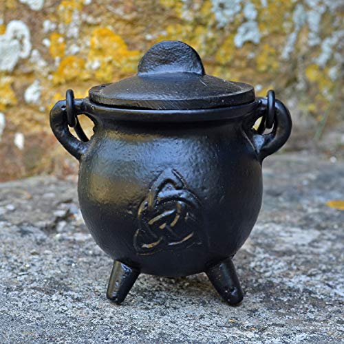 Caldero de hierro fundido Triquetra pequeño bruja y accesorio mágico para Wicca Potions regalo de neopreno