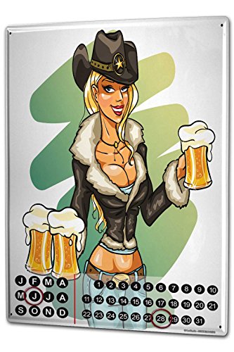 Calendario perpetuo Diversión Sexy Jarra de cerveza Metal Imantado