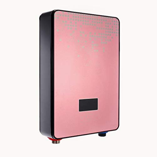 Calentador de Agua sin Tanque Mini eléctrico instantáneo Ducha Grifo de la Cocina 6500W 220V (Color : Pink)