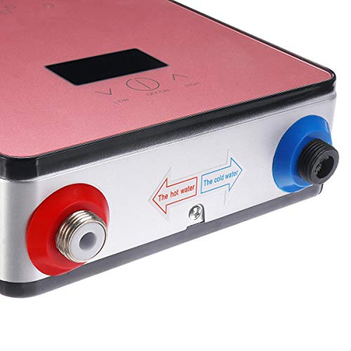 Calentador de Agua sin Tanque Mini eléctrico instantáneo Ducha Grifo de la Cocina 6500W 220V (Color : Pink)