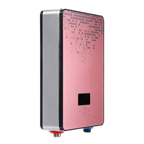 Calentador de Agua sin Tanque Mini eléctrico instantáneo Ducha Grifo de la Cocina 6500W 220V (Color : Pink)