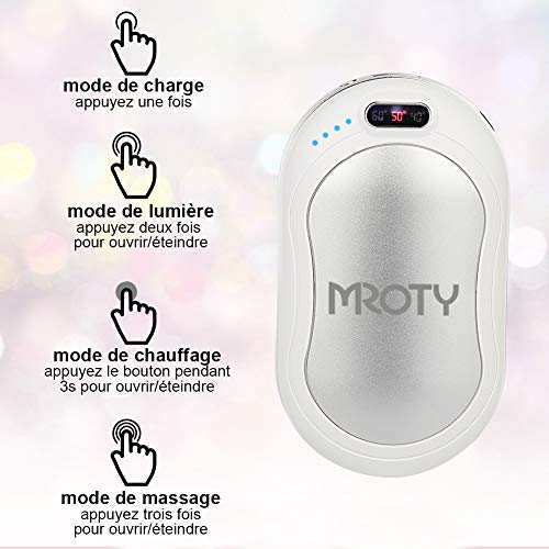 Calentador de manos recargable por USB, 10000 mAh, calienta las manos de cerca eléctrica, utilizado como batería externa, masajeador, lámpara de cercanía, perfecto como regalo