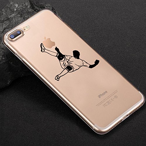 Caler ® Funda Compatible/Reemplazo para Funda iPhone 7 Plus/ 8 Plus Funda, Case Suave TPU Silicona Ultra-Delgado Ligera Anti-rasguños Protección Ilustrador Animales Carcasa (Jugando al fútbol)