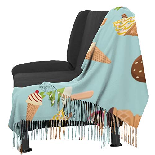 Cálido Bufandas de Invierno Patrón repetitivo de conos y paletas de colores para heladerías Pashmina Chales mujer Bufandas