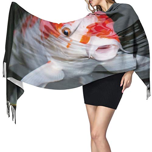 Cálido Bufandas de Invierno Pez rojo Carpa koi de Japón en estanque Amoníaco Amonio Cría de carbohidratos Cultivo Pashmina Chales mujer Bufandas