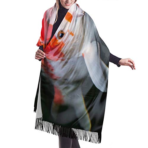 Cálido Bufandas de Invierno Pez rojo Carpa koi de Japón en estanque Amoníaco Amonio Cría de carbohidratos Cultivo Pashmina Chales mujer Bufandas