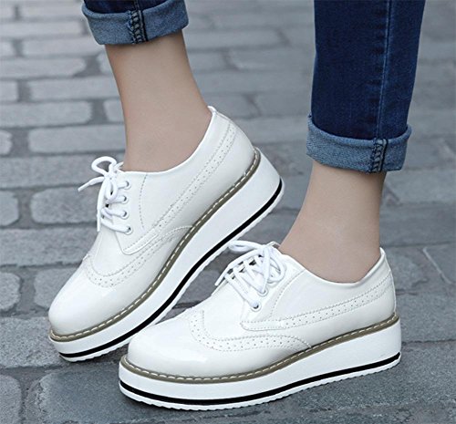 calzados informales de los zapatos del elevador Ms Spring gruesos zapatos del estudiante corteza panecillo redondo retro zapatos zapatos de la cabeza del ms , US6.5-7 / EU37 / UK4.5-5 / CN37