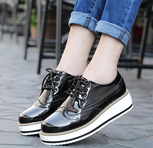 calzados informales de los zapatos del elevador Ms Spring gruesos zapatos del estudiante corteza panecillo redondo retro zapatos zapatos de la cabeza del ms , US6 / EU36 / UK4 / CN36