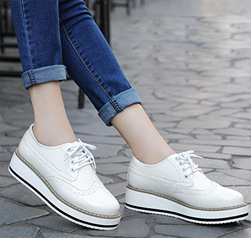 calzados informales de los zapatos del elevador Ms Spring gruesos zapatos del estudiante corteza panecillo redondo retro zapatos zapatos de la cabeza del ms , US6 / EU36 / UK4 / CN36