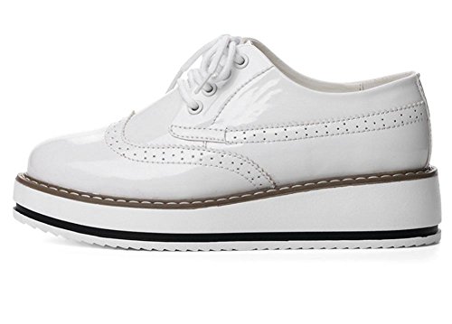 calzados informales de los zapatos del elevador Ms Spring gruesos zapatos del estudiante corteza panecillo redondo retro zapatos zapatos de la cabeza del ms , US6 / EU36 / UK4 / CN36