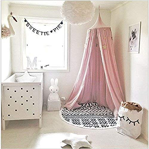 Cama con Dosel para Niños, Juego para Bebés, Interiores o Exteriores, Decoración de la Cama y del Dormitorio, (Altura de 240 cm, Superior: 152 cm, Inferior: 265 cm). rosa