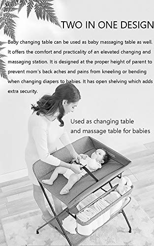 Cambiador de pañales Bebé Que Cambia La Mesa del Pañal Plegable para Espacios Pequeños, Estación De Baño para Recién Nacidos con Correas De Seguridad, Organizador De Guardería Infantil