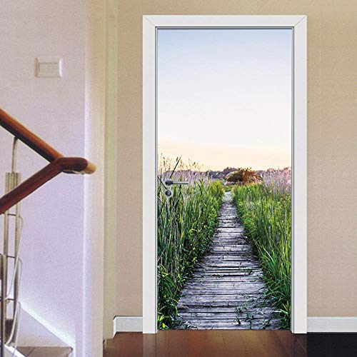 Camino de campo de trigo Arte visión etiqueta de la pared hogar paisaje europeo bricolaje regalo ilustrador decorativo festivo PVC 80X200CM