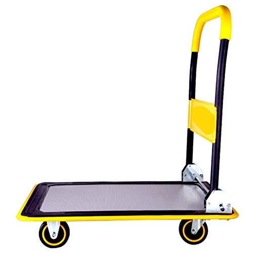 Camión de Mano de Plataforma móvil, Carro de Plataforma Plegable Carro de Plataforma Plana Carro de Plataforma Manual Carro de Empuje for Cargar Almacén móvil Oficina Tienda Hotel al por Mayor