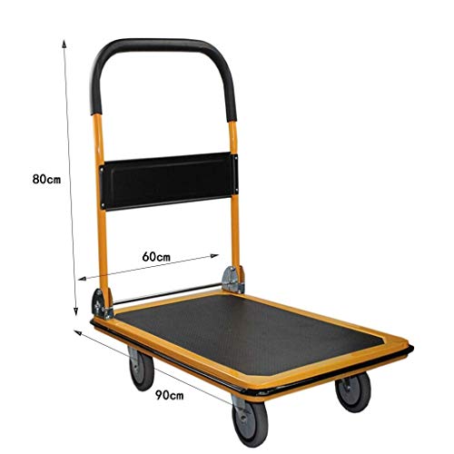 Camión de mano de plataforma móvil, Herramientas Plegable Laminado Empuje Móvil o Manual Carretilla Almacén móvil Tienda de oficinas Venta al por mayor Plataforma del hotel Carretilla Empuje Carretill