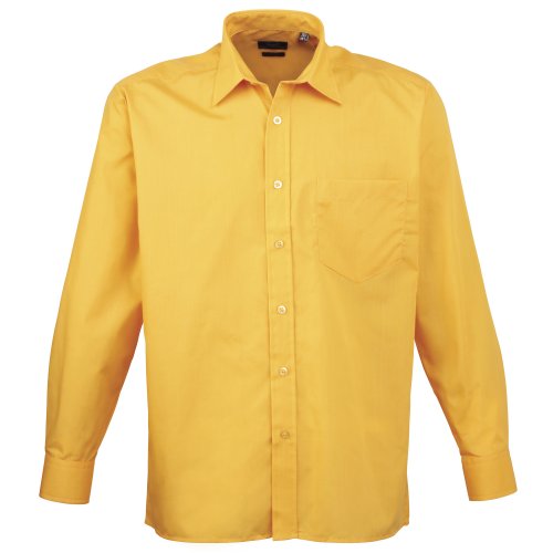 Camisa de manga larga de popelina prémium Amarillo sunflower 16.5