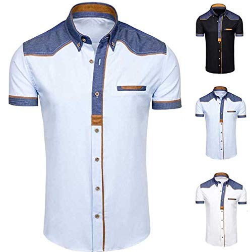 Camisas de los hombres de la moda del dril de algodón de manga corta formal camisas hombre casual ropa de verano