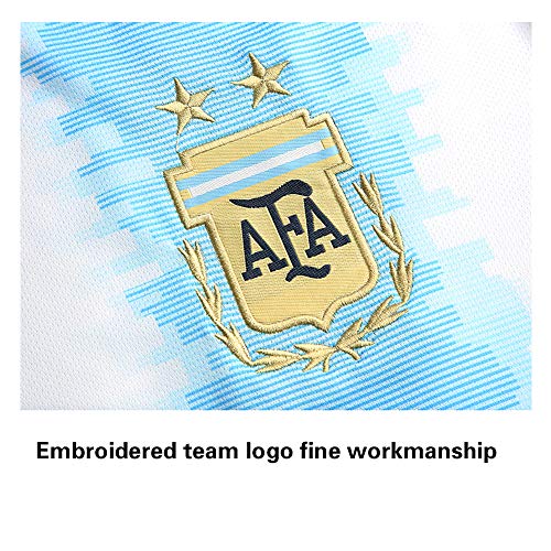 Camiseta con escudo del equipo bordado de Argentina No. 10 Messi visitante Neymar Uniformes de la selección nacional de Brasil Talla de camiseta suave y transpirable italiana (talla única-2XL)-1-3XS