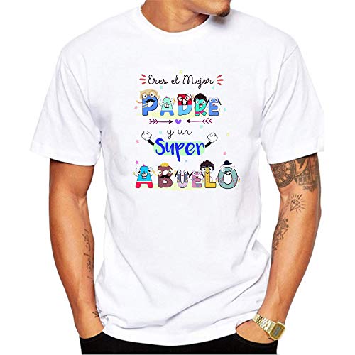 Camiseta Eres el Mejor Padre y un superabuelo. Regalo Divertido para Padres y Abuelos. 100% algodón Natural. (XL)