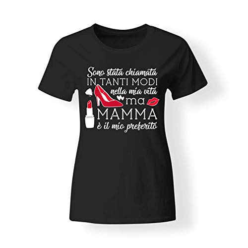 Camiseta ideal para regalar a la madre, impresión con texto en inglés "Día de la Madre", manga corta Negro M