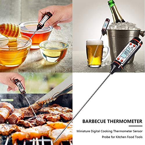 CamKpell Hogar Cocina Digital Sonda de Comida Carne Cocina Cocina BBQ Sensor Termómetro Equipo de medición de Alimentos -Negro + Rojo + Plata