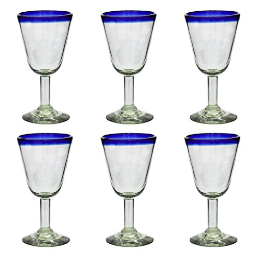 Campana Copa de Vino - Borde azul - Juego de 6