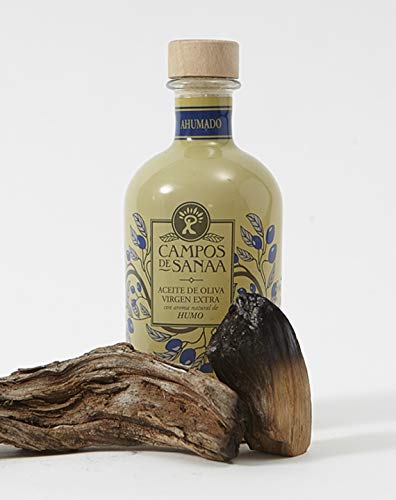 CAMPOS DE SANAA .- Aceite de oliva Virgen Extra con aroma natural a Humo de Roble (250ml).