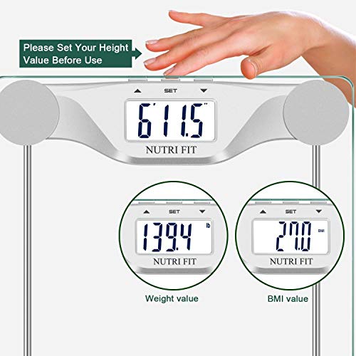 CAMRY Báscula de baño digital con IMC, plataforma grande de 30.2 * 30.2 cm, tecnología de apagado automático por pasos, 400 lb / 180 kg, vidrio templado de 8 mm y pantalla LCD grande