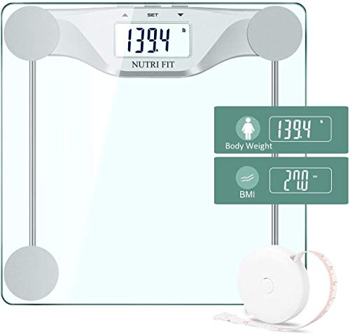 CAMRY Báscula de baño digital con IMC, plataforma grande de 30.2 * 30.2 cm, tecnología de apagado automático por pasos, 400 lb / 180 kg, vidrio templado de 8 mm y pantalla LCD grande