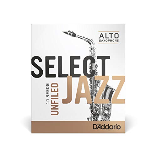 Cañas para saxo alto Rico Select Jazz, corte americano, resistencia 3/media, paquete de 10