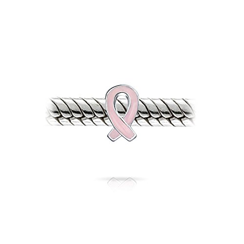 Cáncer de mama superviviente rosa cinta esperanza encanto cuenta para las mujeres para 925 plata de ley se adapta a la pulsera europea