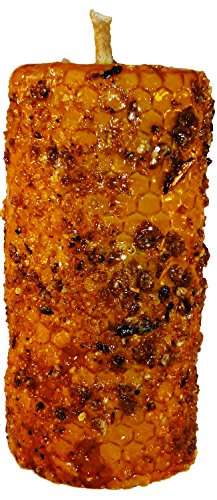 Candle Art Vela BENJUÍ Dinero. Color Amarillo, Cera de Abeja con Plantas, RITUALIZADA