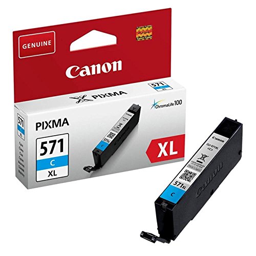 Canon CLI-571XL C Cartucho de tinta para Impresora de Inyeccion Pixma TS5050,5055,5053,5051,6050,6051,8050,8053,8052,8051,9055,9050-MG5750,5751,5752,5753,6850,6851,6852,6853,7750,7751,7752,7753