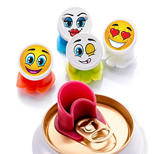 Canper es un nuevo tapón de latas reutilizable para el consumo higiénico de bebidas enlatadas – Pajita multiusos para latas de refresco (Emoji 4 Pack)