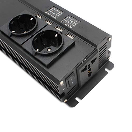 Cantonape 1000W inversor de Corriente，Transformador 12V a 220V，con 4 USB 3 Tomas & Pantalla LED，Convertidor Onda Modificada para Phone Pad y Tableta Laptop （Pico 2000W） Inversor para Coche