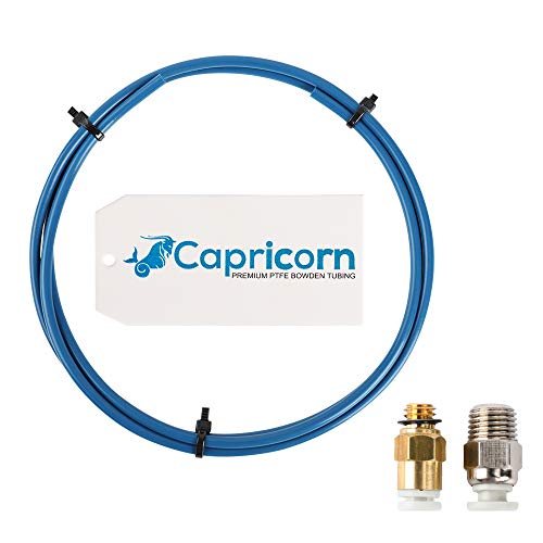 Capricorn Bowden Tubo de PTFE XS 1.2 metro para filamento de 1.75mm con PC4-M6 y PC4-M10 Conectores neumáticos