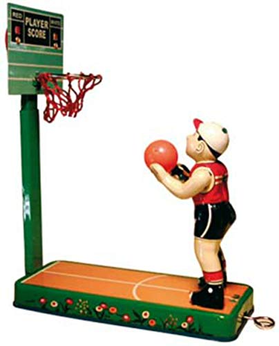 CAPRILO. Figura Decorativa de Hojalata Jugador de Basquet Personajes de Cuerda. Juguetes y Juegos de Colección. Regalos Originales. Decoración Clásica.