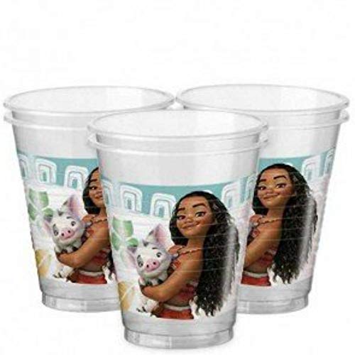 CAPRILO Lote de Cubiertos Infantiles Desechables Vaiana (16 Vasos, 16 Platos,20 Servilletas y 1 Mantel (120 x 180) .Vajillas. Juguetes y Regalos Fiestas de Cumpleaños, Bodas, Bautizos, Comuniones. L6