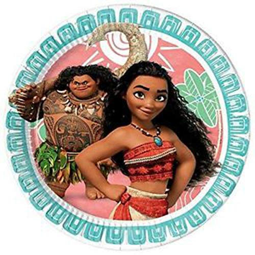 CAPRILO Lote de Cubiertos Infantiles Desechables Vaiana (8 Vasos, 8 Platos,20 Servilletas y 1 Piñata 20 x 30 .Vajillas. Juguetes y Regalos Fiestas de Cumpleaños, Bodas, Bautizos, Comuniones. L3