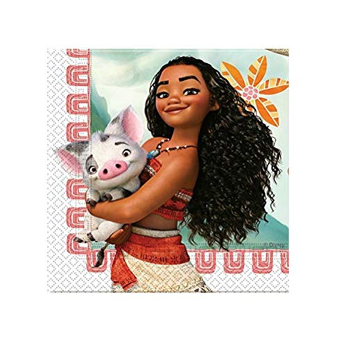 CAPRILO Lote de Cubiertos Infantiles Desechables Vaiana (8 Vasos, 8 Platos,20 Servilletas y 1 Piñata 20 x 30 .Vajillas. Juguetes y Regalos Fiestas de Cumpleaños, Bodas, Bautizos, Comuniones. L3