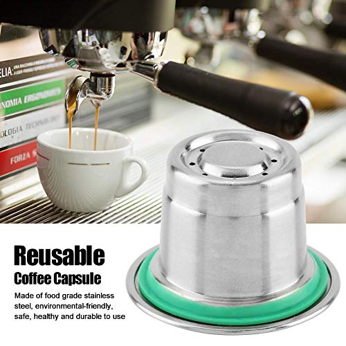 Cápsula de café reutilizable, Cápsula recargable para cafetera Nespresso, Cápsula de café reutilizable y recargable de acero inoxidable, Compatible para cafetera Nespresso