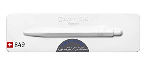 Caran d-Ache 849.549 - Bolígrafo (Gris, Azul, Clip-on retractable ballpoint pen, Hexagonal, Acero inoxidable, Metal)