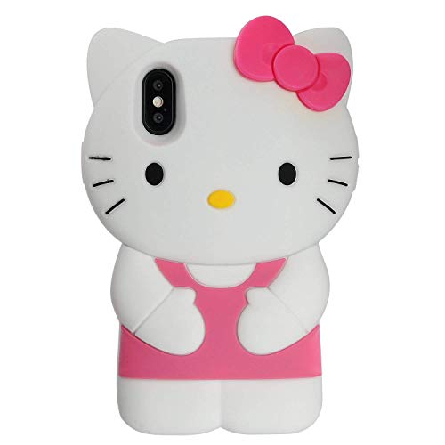 Carcasa para iPhone Xs Max 6,5 pulgadas, Phenix-Color 3D linda dibujos animados suave silicona cerdo Hello Kitty Love Bear Gel Back Cover Case para iPhone Xs Max 6.5 pulgadas (#39)