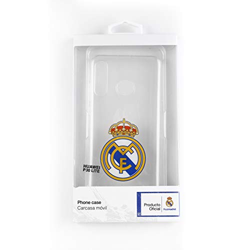 Carcasa Transparente con Escudo de Color del Real Madrid Club de Futbol Oficial para Huawei P 30 Lite