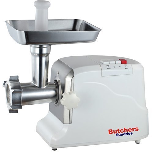 Carniceros Sundries - Picadora eléctrica de carne y embutidos, incluye 3 accesorios para hacer salchichas | 3 platos de corte resistentes y empujador de alimentos