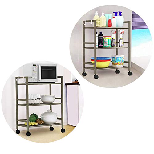Carrito rodante de 3 gradas, Estante de Rodillos para baño de Cocina, Soporte de Piso multifunción para Horno de microondas Acero al Carbono Tamaño: 60 * 32 * 75 cm