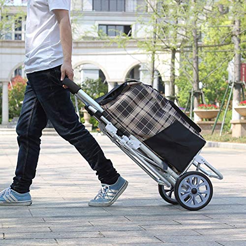 Carritos De Mano Carrito De Compras con Silla Carrito De Compras Plegable Carrito Viejo Remolque Pequeño Carrito Portátil Conductor Carro De Equipaje De Empuje,Black