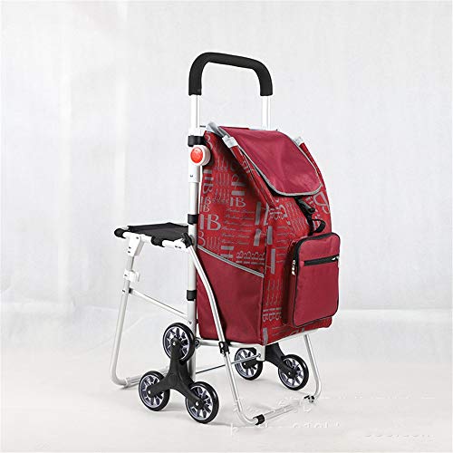Carro de la Compra Lunares Carrito de la compra de aleación de aluminio impermeable de tela Oxford Impreso Carrito de la compra El 6 ruedas con bolsa desmontable ( Color : Black , Size : Free size )